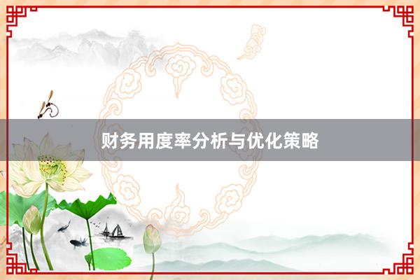财务用度率分析与优化策略