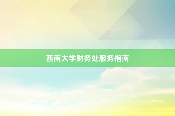 西南大学财务处服务指南